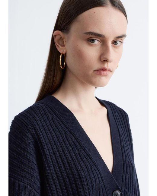 & Other Stories Blue Rib-Knit Cardigan