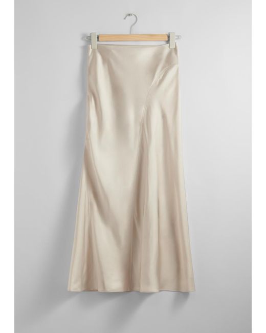 & Other Stories Natural Satin Midi Skirt