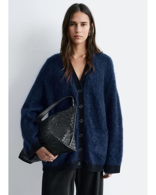 & Other Stories Blue Oversized Mohair-Blend Cardigan
