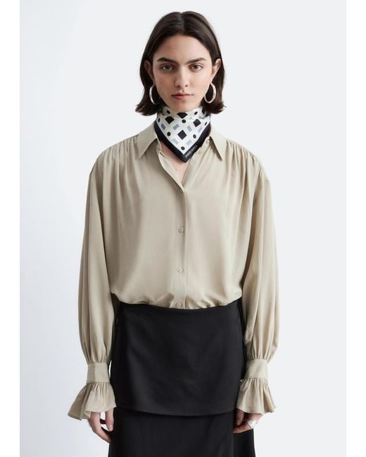 & Other Stories Natural Tie-Back Gathered Blouse