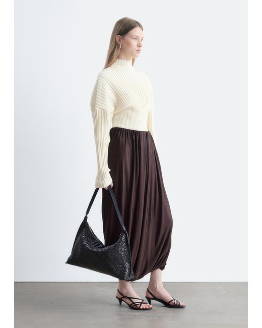 & Other Stories White Twisted Drape Balloon Skirt