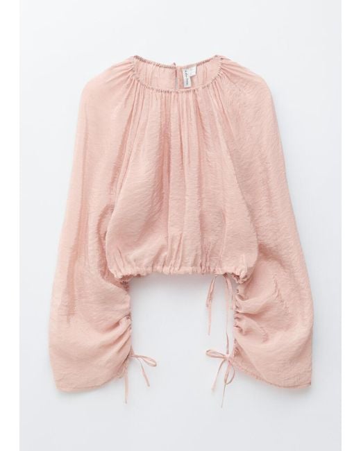 & Other Stories Pink Voluminous Tie-Detail Blouse