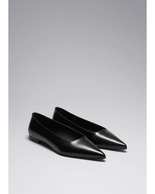 & Other Stories Gray Point-toe Ballet Flats