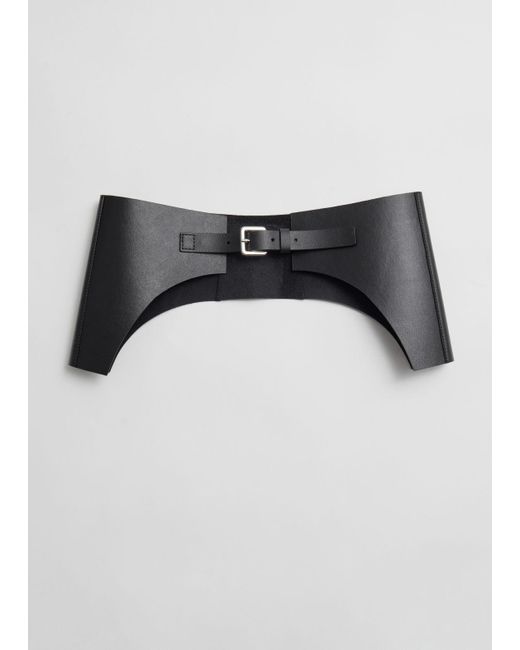 & Other Stories Black Leather Corset Belt