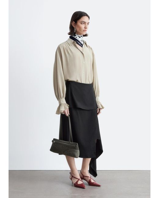 & Other Stories Natural Tie-Back Gathered Blouse