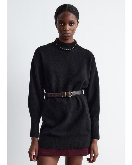 Womens Black Belted Mini Knit Dress | elephantcross.org Fashion Store
