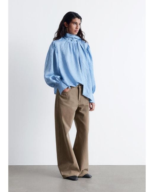 & Other Stories Blue Bow-Collar Blouse