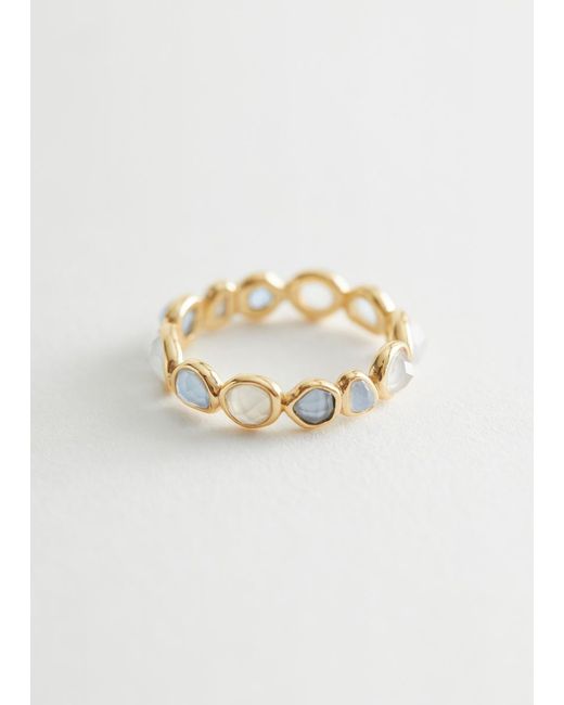 & Other Stories White Ring Mit Organischen Glassteinen