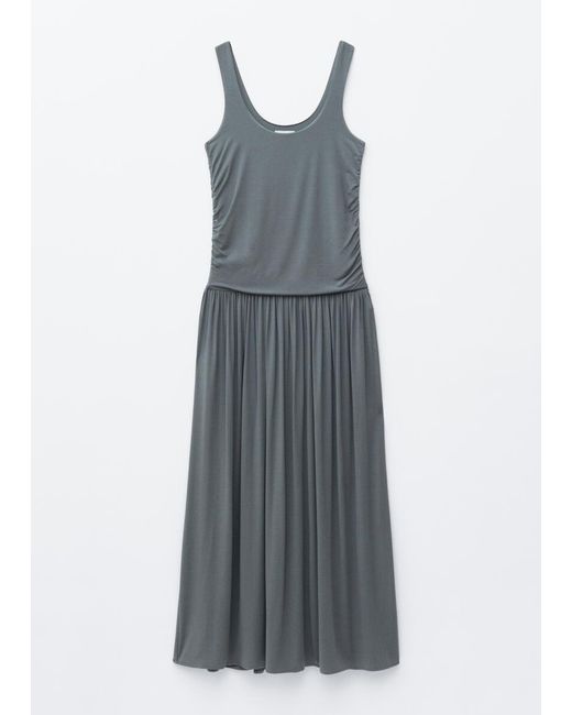 & Other Stories Blue Gathered Jersey Maxi Dress