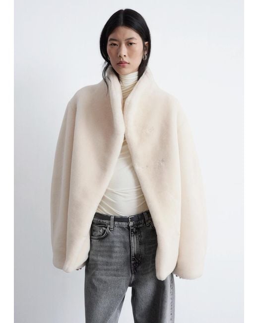 & Other Stories Natural Faux Fur Jacket