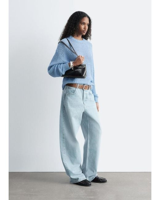 & Other Stories Blue Silk-Cotton Knit Jumper