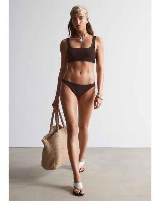 & Other Stories Brown Textured Bikini Top