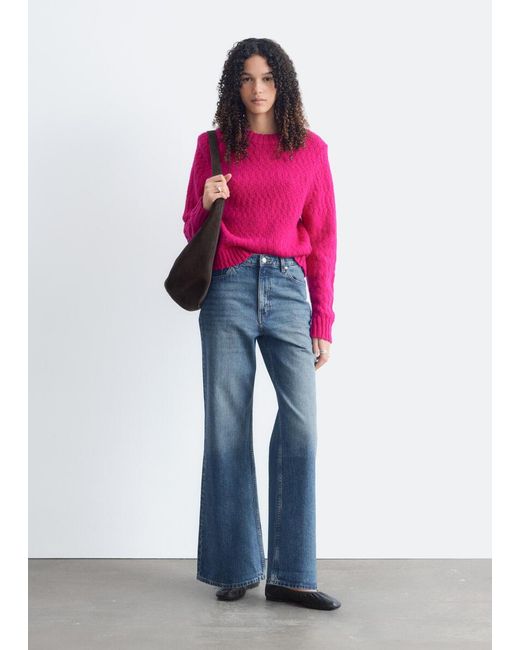 & Other Stories Red Wool-Cotton Bouclé Jumper