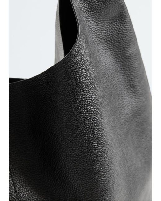& Other Stories Black Large Leather Tote