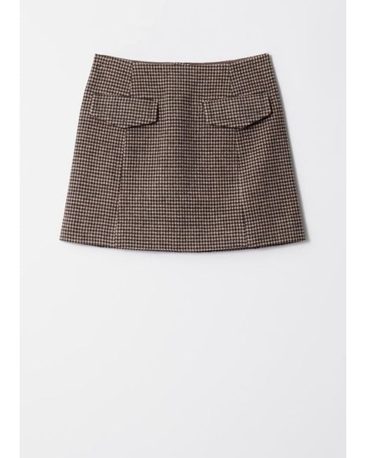& Other Stories Black Flap-Pocket Mini Skirt