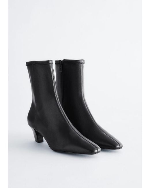 & Other Stories Gray Stretch Leather Ankle Boots