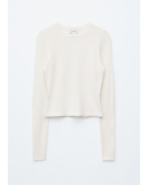 & Other Stories White Long-Sleeve Pointelle-Knit Top