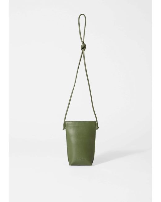 & Other Stories Green Leather Phone Pouch