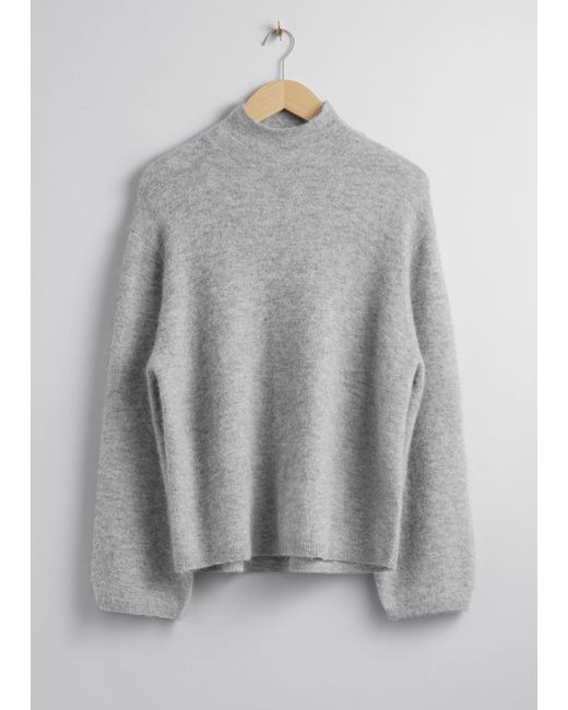 & Other Stories Gray Mock-neck Knit Sweater