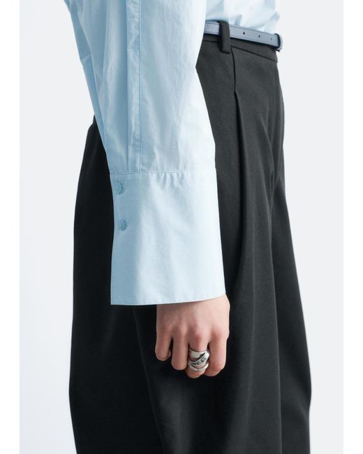 & Other Stories White Gathered Stand-Collar Blouse