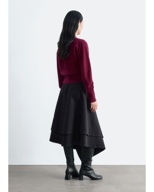 & Other Stories Red Wool Corset Rib Cardigan