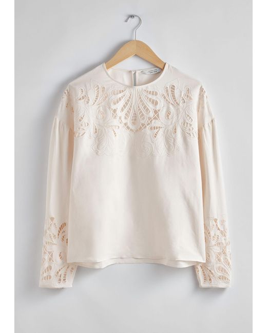 & Other Stories Natural Broderie Anglaise Blouse
