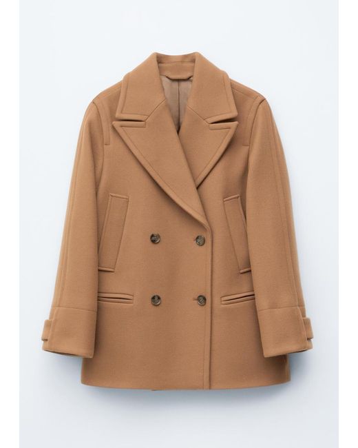 & Other Stories White Tailored Wool Pea Coat
