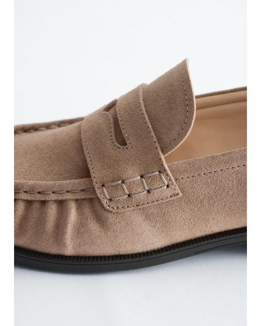 & Other Stories White Leather Penny Loafers