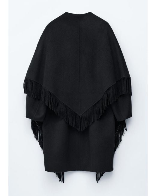 & Other Stories White Fringed Shawl Wool Coat