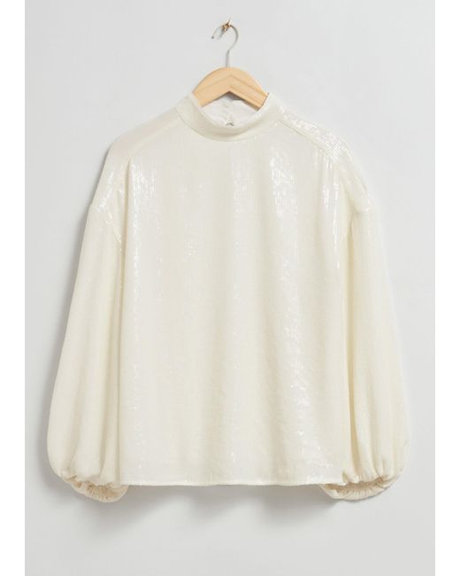 & Other Stories Natural Relaxed Sequin Top