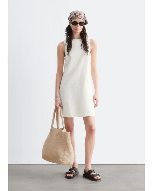 & Other Stories White Linen Mini Dress