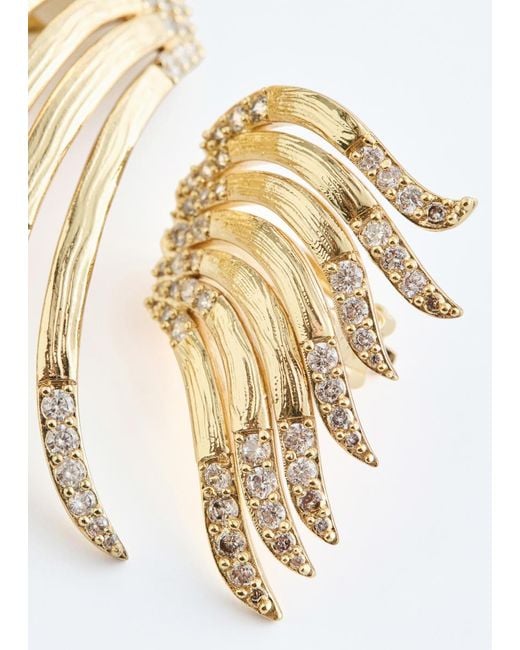 & Other Stories White Rhinestone Cuff Earrings