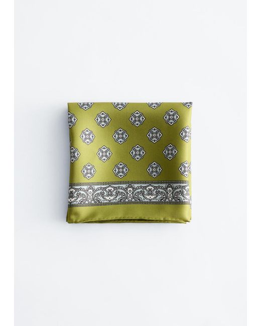 & Other Stories Green Printed Silk Scarf