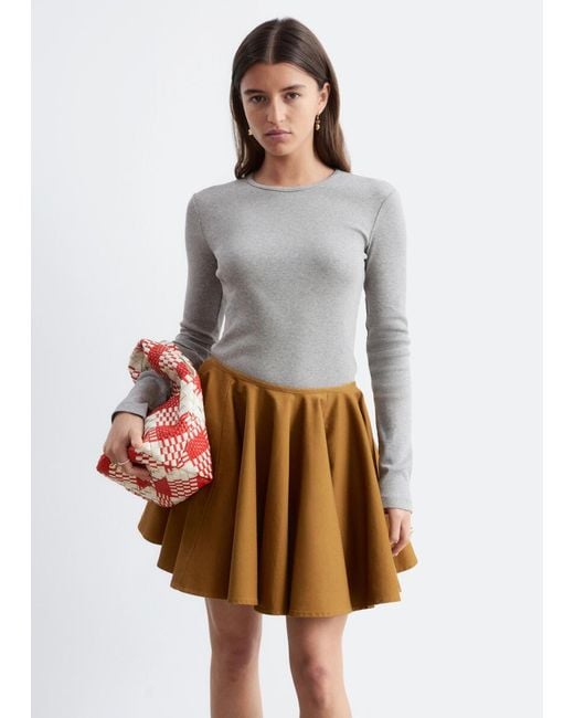 & Other Stories Gray Ribbed Long-Sleeve Top