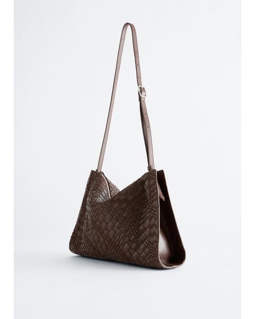 & Other Stories Brown Braided Leather Crossbody Bag