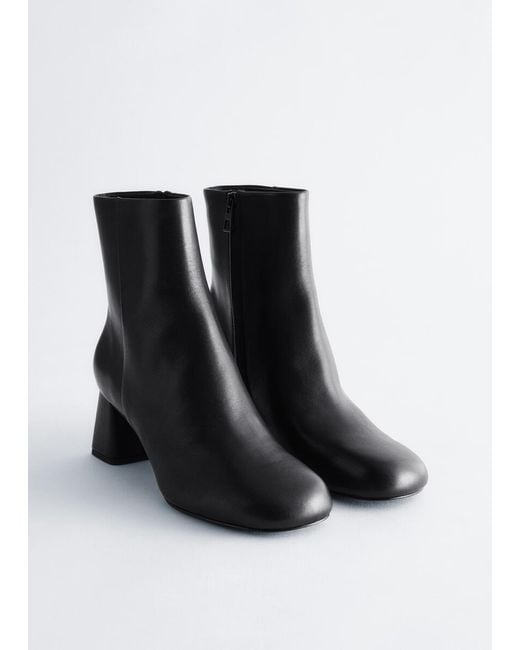 & Other Stories Black Leather Ankle Boots