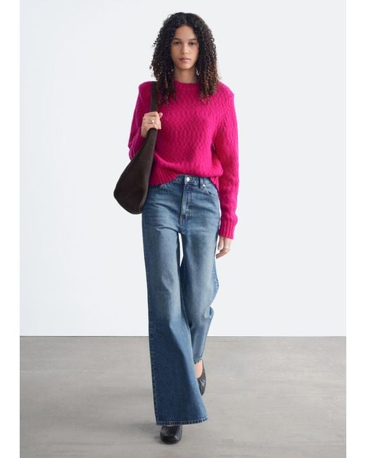 & Other Stories Red Wool-Cotton Bouclé Jumper