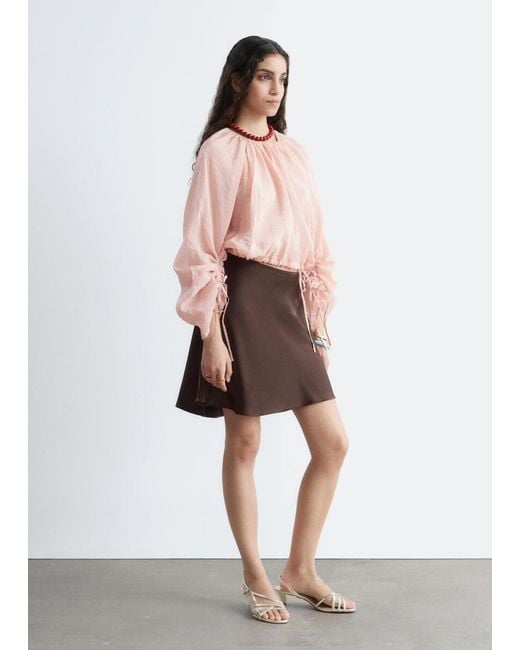 & Other Stories Pink Voluminous Tie-Detail Blouse