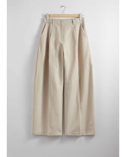 & Other Stories Natural Wide Tailored Trousers