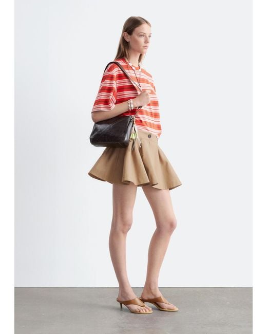 & Other Stories Red Pleated Mini Skirt