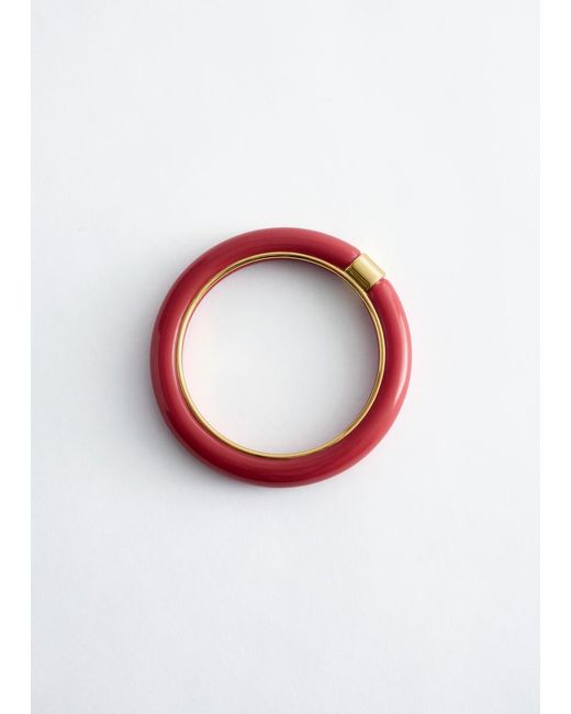 & Other Stories White Contrast Metal Resin Bangle