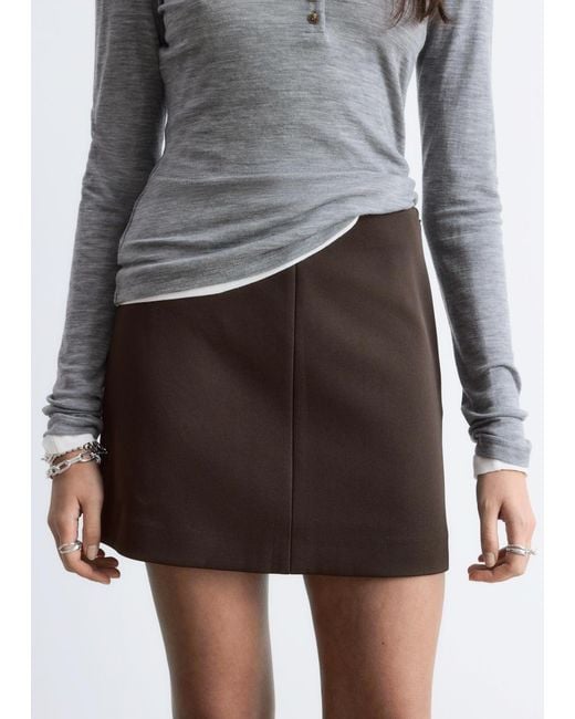 & Other Stories Brown A-Line Mini Skirt