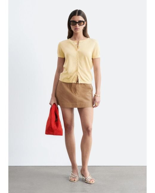 & Other Stories Natural Knitted Button-Front T-Shirt