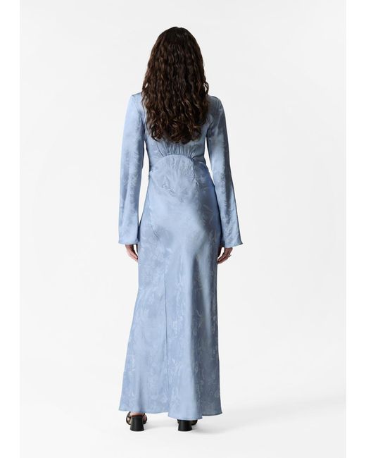 & Other Stories Blue Jacquard Maxi Dress