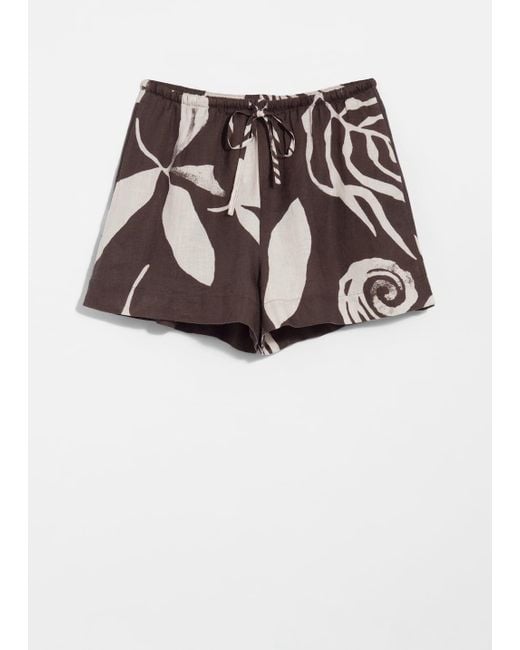 & Other Stories Brown Drawstring Linen Shorts