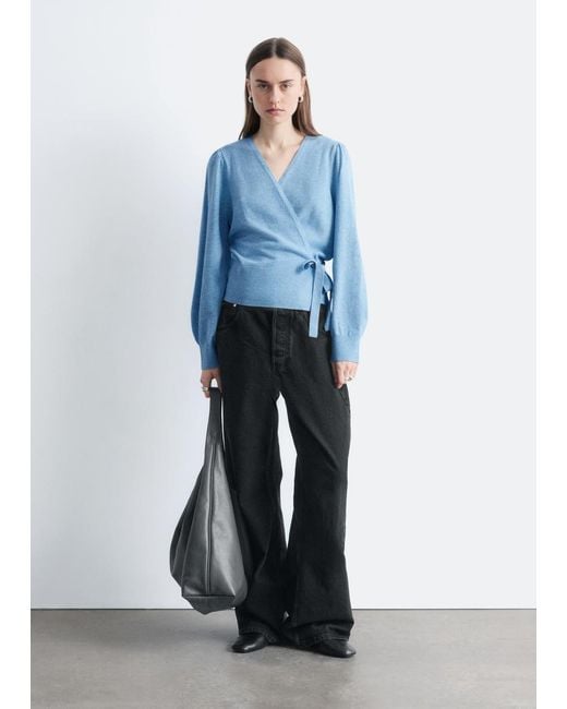 & Other Stories Blue Merino Wool Wrap Cardigan