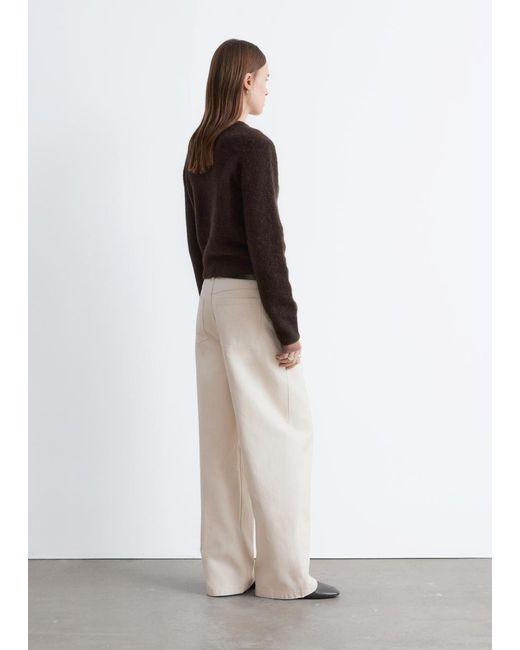 & Other Stories White Relaxed Wide-Leg Cotton Trousers