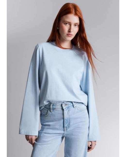 & Other Stories Blue Relaxed Jersey Top