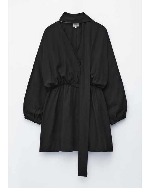 & Other Stories Black Scarf-Detail Wrap Mini Dress