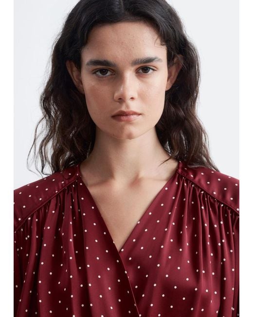 & Other Stories Red V-Neck Wrap Dress